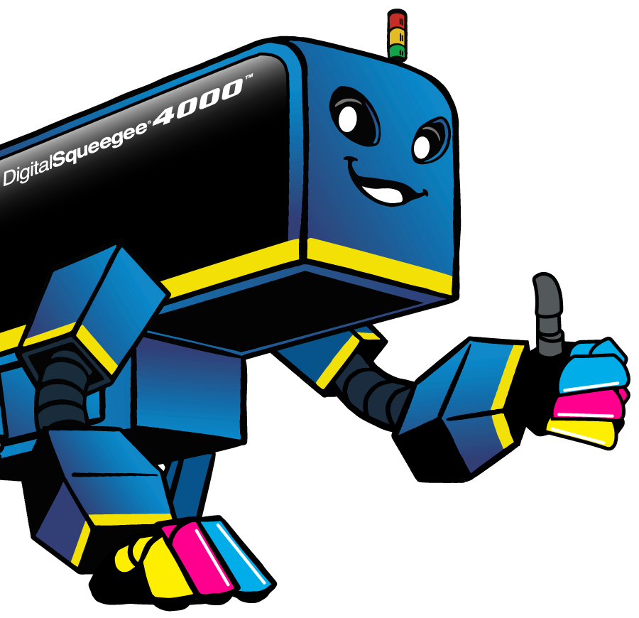 Digital Squeegee Robot Mascot Thumbs Up
