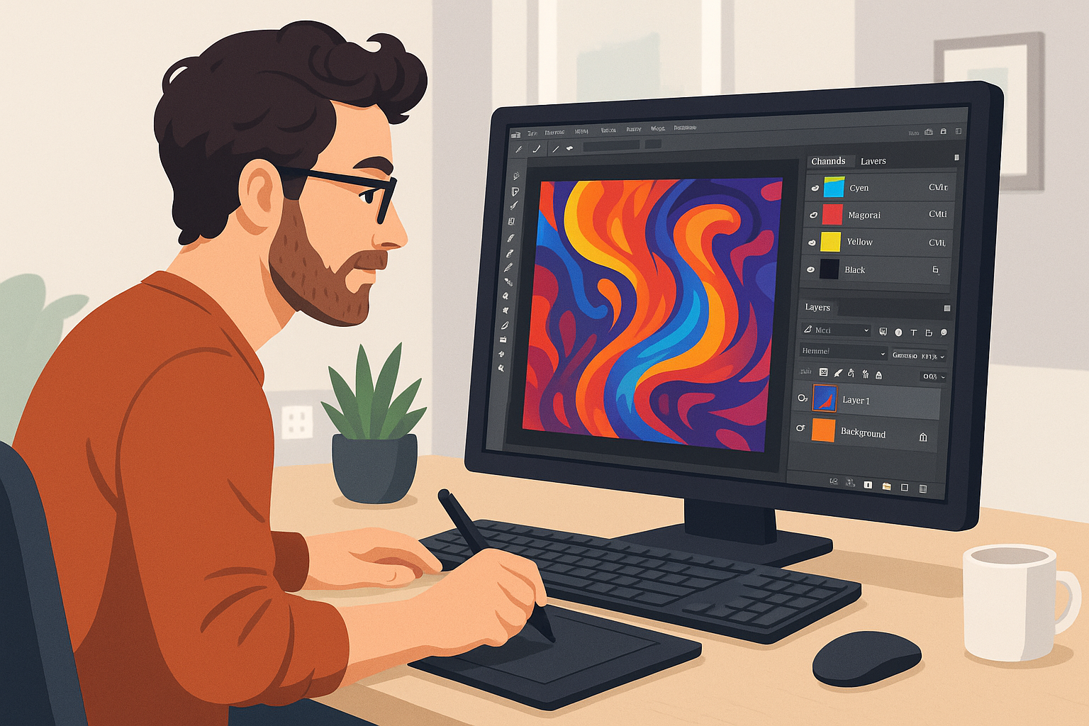 Color Separation Artist Working